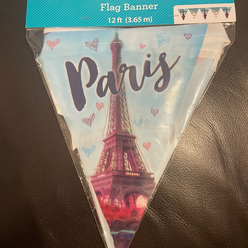 Paris Theme party flag banner